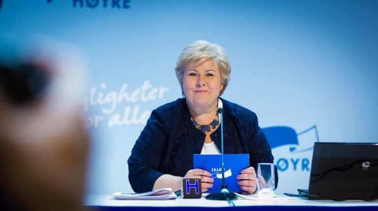 Portrettfotografi av Erna Solberg